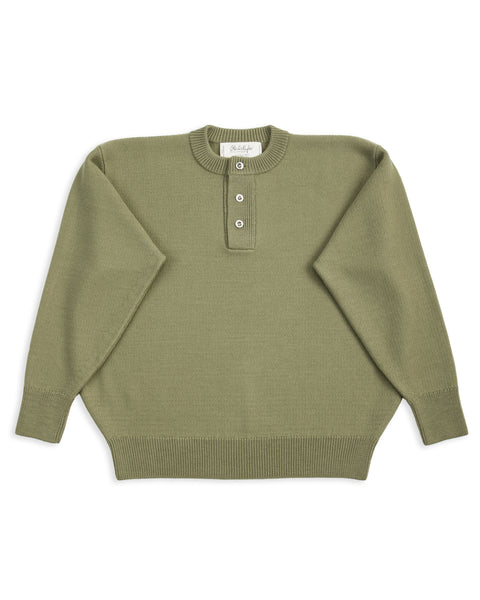 Olde Homesteader & Daughter Wool Henley Neck L/S - Smoke Moss 10