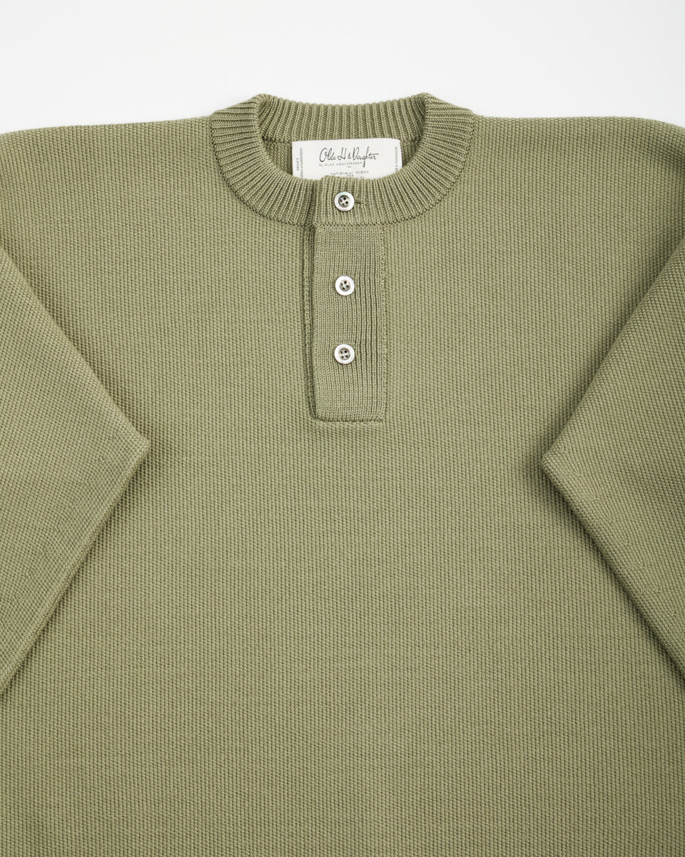 Olde Homesteader & Daughter Wool Henley Neck L/S - Smoke Moss 10 - Standard & Strange