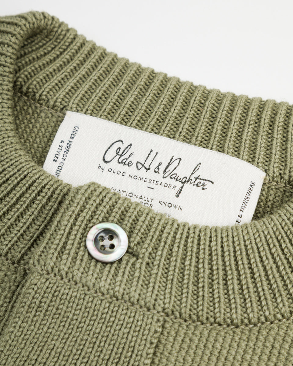 Olde Homesteader & Daughter Wool Henley Neck L/S - Smoke Moss 10 - Standard & Strange