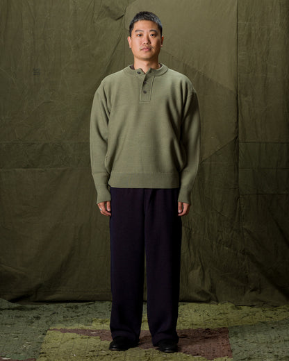 Olde Homesteader & Daughter Wool Henley Neck L/S - Smoke Moss 10 - Standard & Strange