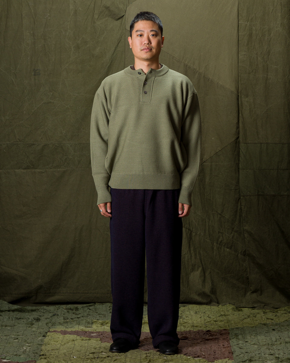 Olde Homesteader & Daughter Wool Henley Neck L/S - Smoke Moss 10 - Standard & Strange