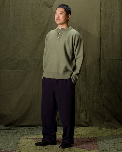 Olde Homesteader & Daughter Wool Henley Neck L/S - Smoke Moss 10 - Standard & Strange