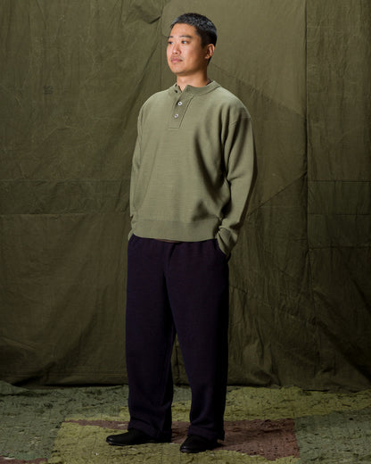 Olde Homesteader & Daughter Wool Henley Neck L/S - Smoke Moss 10 - Standard & Strange