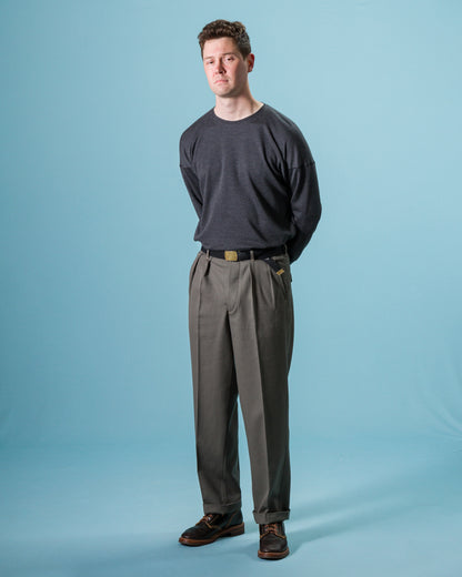 Olde Homesteader Cashmere Interlock Crewneck L/S - Black Heather - Standard & Strange