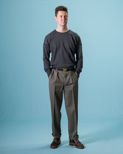 Olde Homesteader Cashmere Interlock Crewneck L/S - Black Heather - Standard & Strange