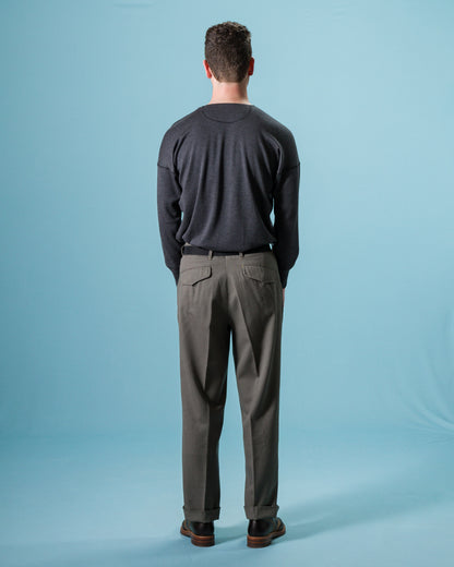 Olde Homesteader Cashmere Interlock Crewneck L/S - Black Heather - Standard & Strange