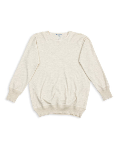 Olde Homesteader Cashmere Interlock Crewneck L/S - Ecru Heather - Standard & Strange