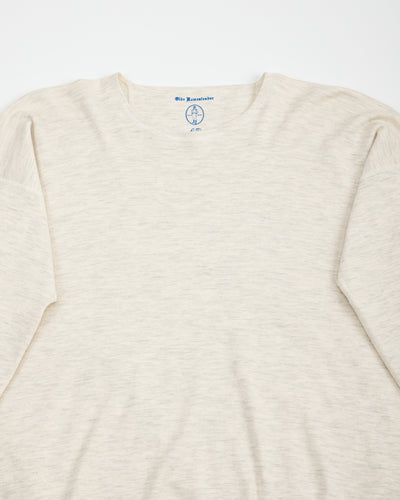 Olde Homesteader Cashmere Interlock Crewneck L/S - Ecru Heather - Standard & Strange