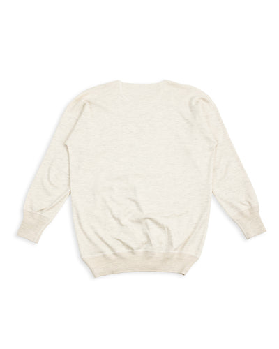 Olde Homesteader Cashmere Interlock Crewneck L/S - Ecru Heather - Standard & Strange