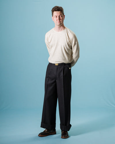 Olde Homesteader Cashmere Interlock Crewneck L/S - Ecru Heather - Standard & Strange