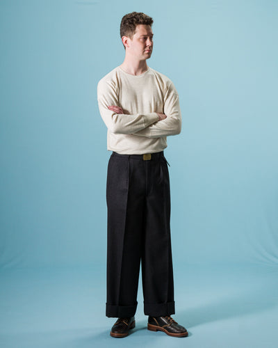 Olde Homesteader Cashmere Interlock Crewneck L/S - Ecru Heather - Standard & Strange