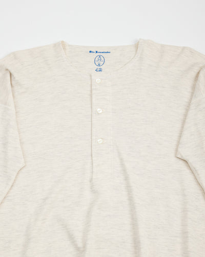 Olde Homesteader Cashmere Interlock Henley Neck L/S - Ecru Heather - Standard & Strange