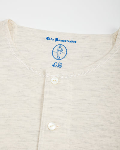 Olde Homesteader Cashmere Interlock Henley Neck L/S - Ecru Heather - Standard & Strange