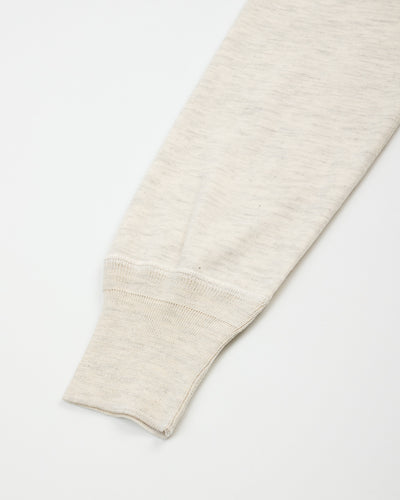 Olde Homesteader Cashmere Interlock Henley Neck L/S - Ecru Heather - Standard & Strange