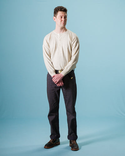 Olde Homesteader Cashmere Interlock Henley Neck L/S - Ecru Heather - Standard & Strange