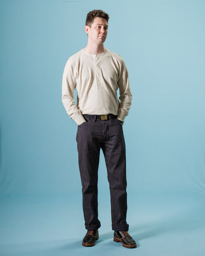 Olde Homesteader Cashmere Interlock Henley Neck L/S - Ecru Heather - Standard & Strange