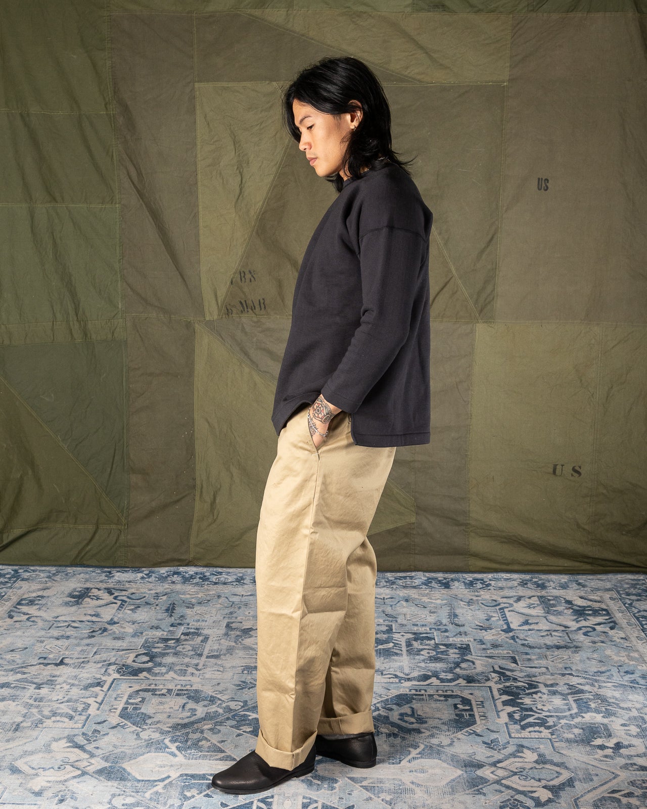 Olde Homesteader Cotton Fleece Crewneck L/S - Worker's Black - Standard & Strange