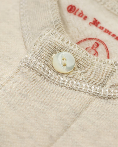 Olde Homesteader Cotton Fleece Henley Neck L/S - Ecru Heather - Standard & Strange