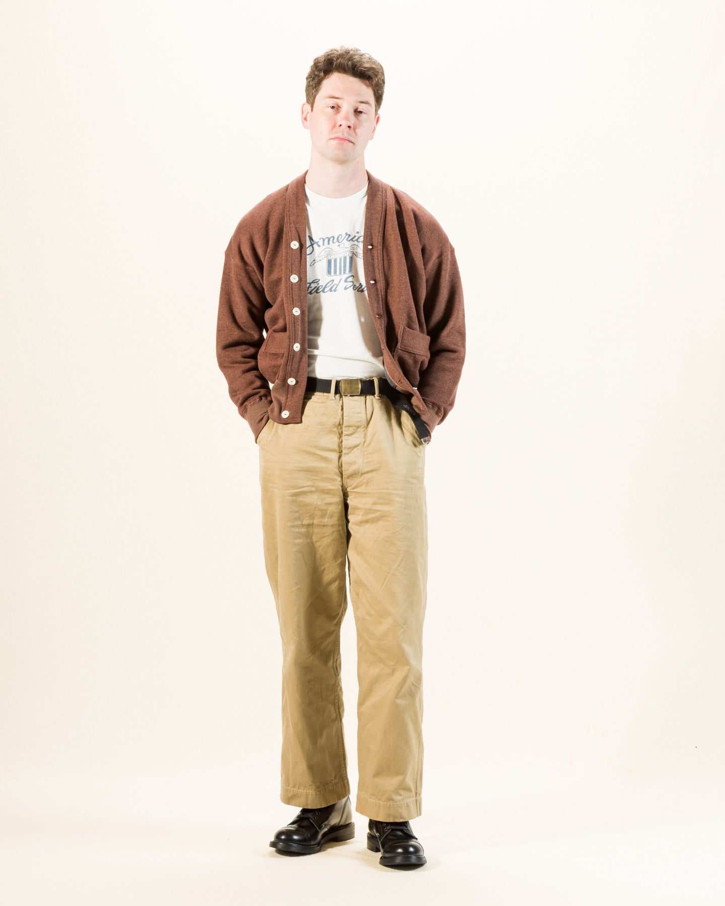 Olde Homesteader Extra Cotton Fleece Cardigan - Brown Heather - Standard & Strange