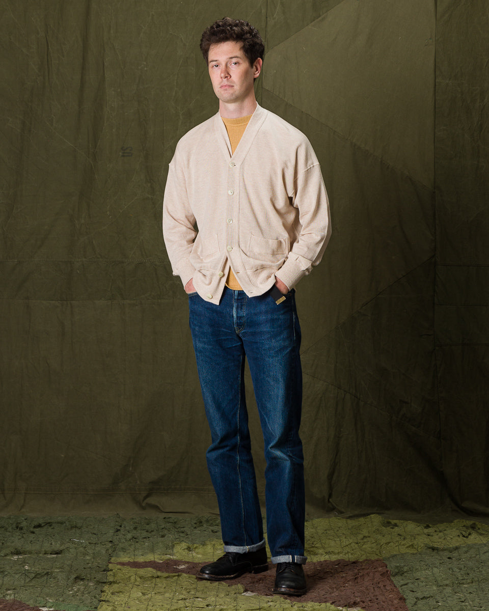 Olde Homesteader Extra Cotton Jersey Cardigan - Ecru - Standard & Strange