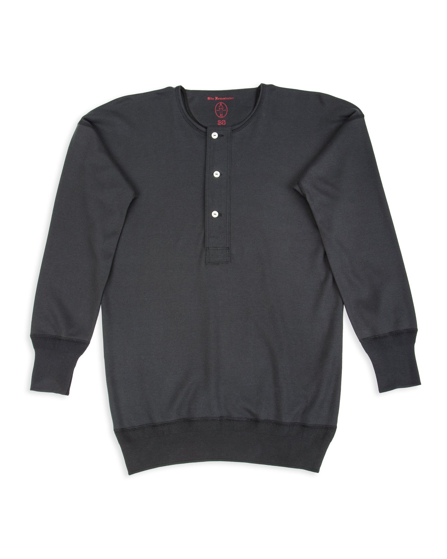Olde Homesteader Interlock Henley Neck L/S - Black - Standard & Strange