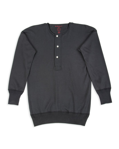 Olde Homesteader Interlock Henley Neck L/S - Black - Standard & Strange