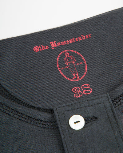 Olde Homesteader Interlock Henley Neck L/S - Black - Standard & Strange