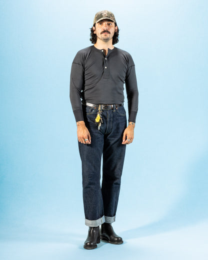 Olde Homesteader Interlock Henley Neck L/S - Black - Standard & Strange