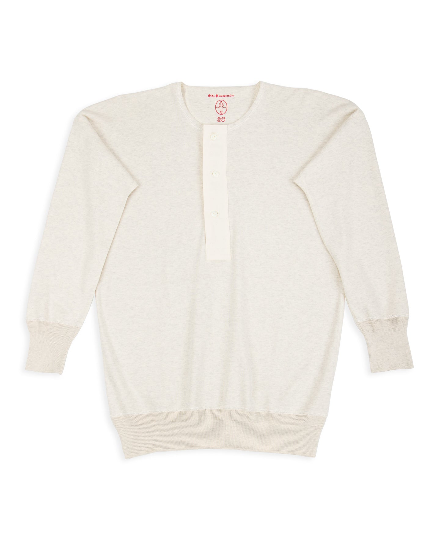 Olde Homesteader Interlock Henley Neck L/S - Ecru Heather - Standard & Strange