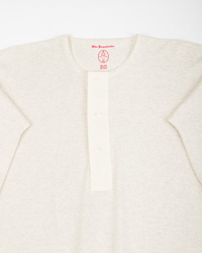 Olde Homesteader Interlock Henley Neck L/S - Ecru Heather - Standard & Strange
