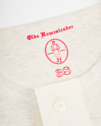Olde Homesteader Interlock Henley Neck L/S - Ecru Heather - Standard & Strange