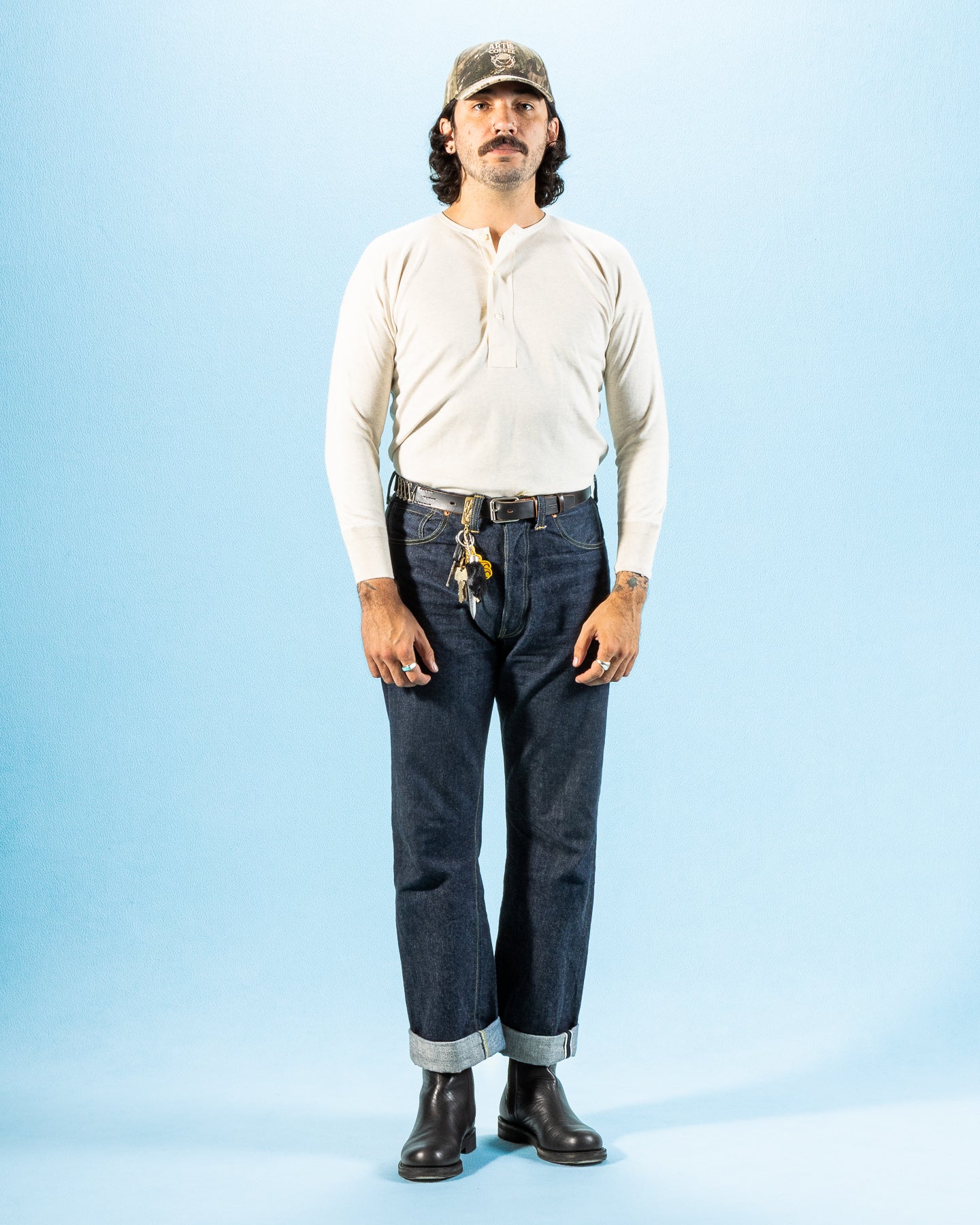 Olde Homesteader Interlock Henley Neck L/S - Ecru Heather - Standard & Strange