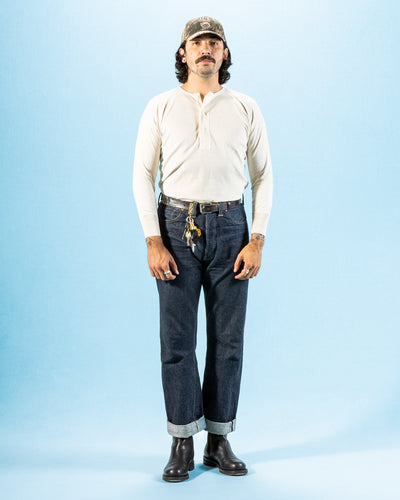 Olde Homesteader Interlock Henley Neck L/S - Ecru Heather - Standard & Strange