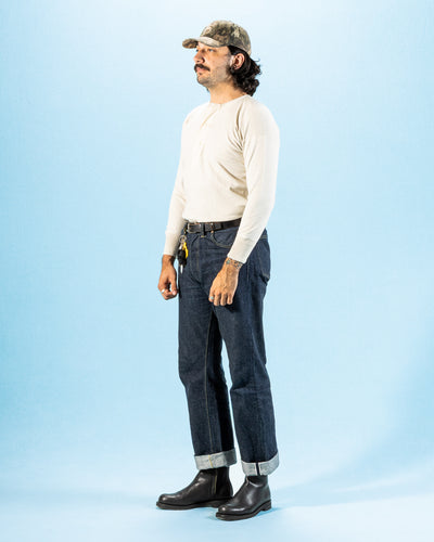 Olde Homesteader Interlock Henley Neck L/S - Ecru Heather - Standard & Strange