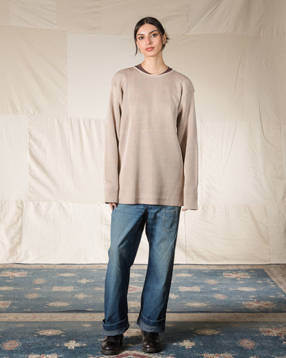 Olde Homesteader & Daughter Silk Hand Knitting Heavyweight Rib Pullover - Beige 8 - Standard & Strange