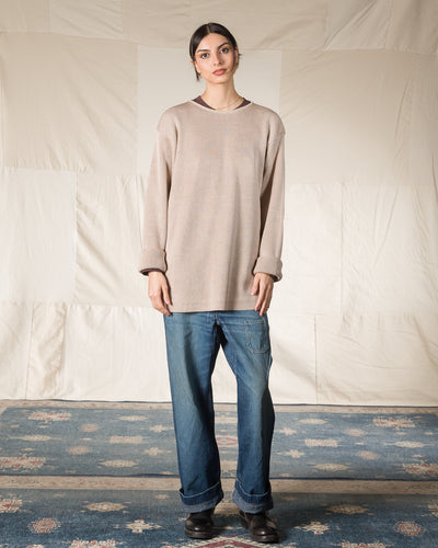 Olde Homesteader & Daughter Silk Hand Knitting Heavyweight Rib Pullover - Beige 8 - Standard & Strange