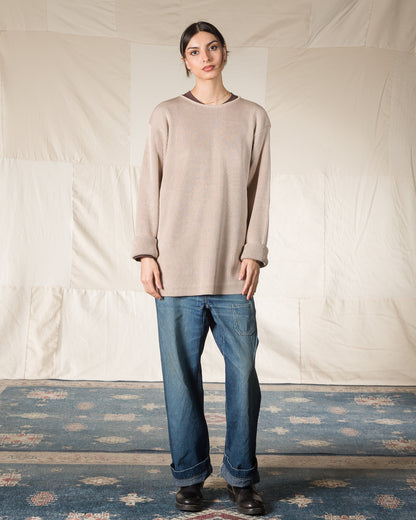 Olde Homesteader & Daughter Silk Hand Knitting Heavyweight Rib Pullover - Beige 8 - Standard & Strange