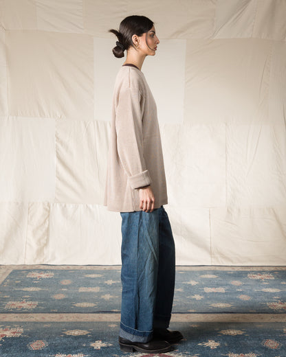 Olde Homesteader & Daughter Silk Hand Knitting Heavyweight Rib Pullover - Beige 8 - Standard & Strange