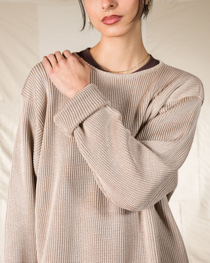 Olde Homesteader & Daughter Silk Hand Knitting Heavyweight Rib Pullover - Beige 8 - Standard & Strange