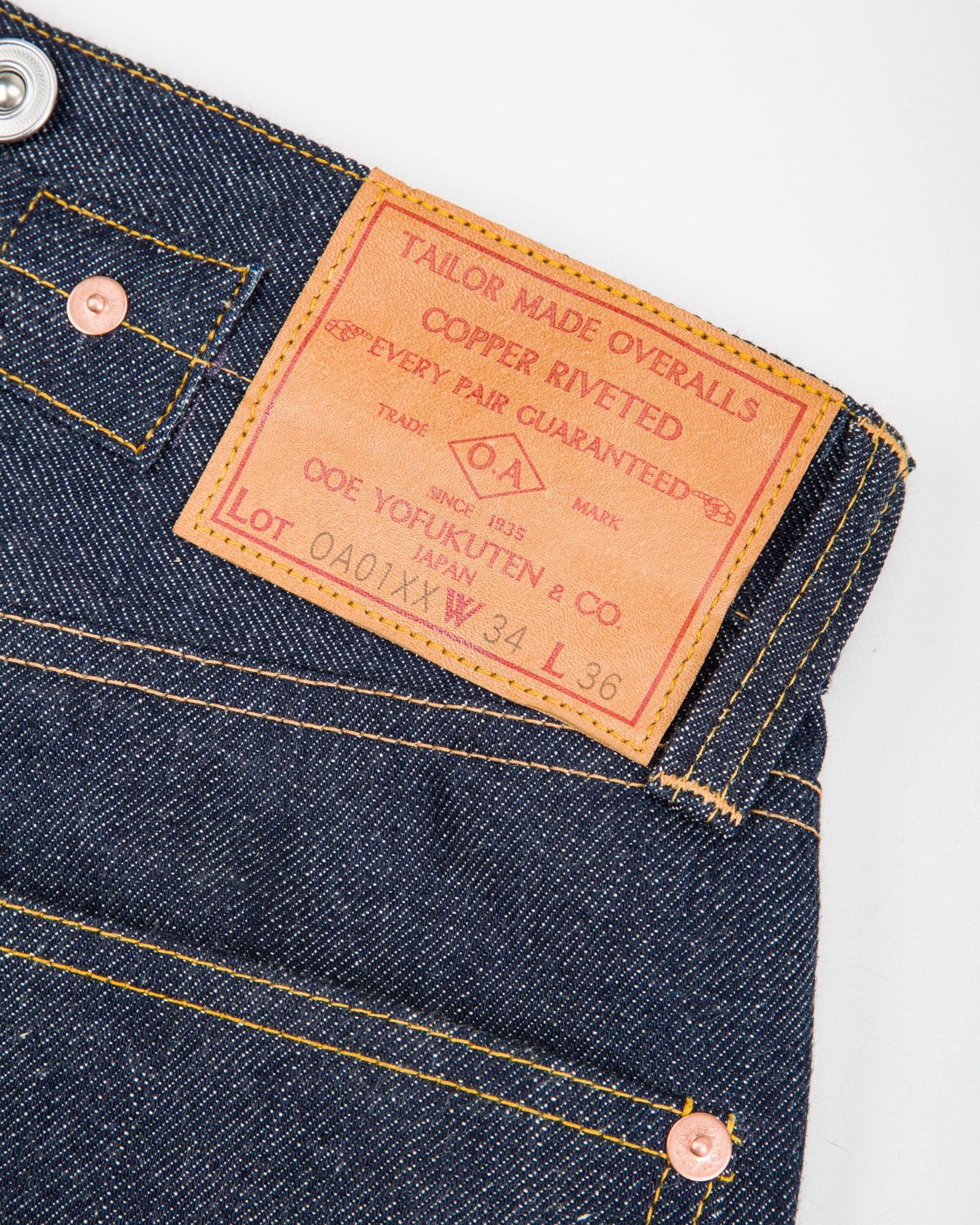 Ooe Yofukuten Lot OA01XX-0825 1920s Style Waist Overalls - 9oz A.M. Co. Denim - Standard & Strange