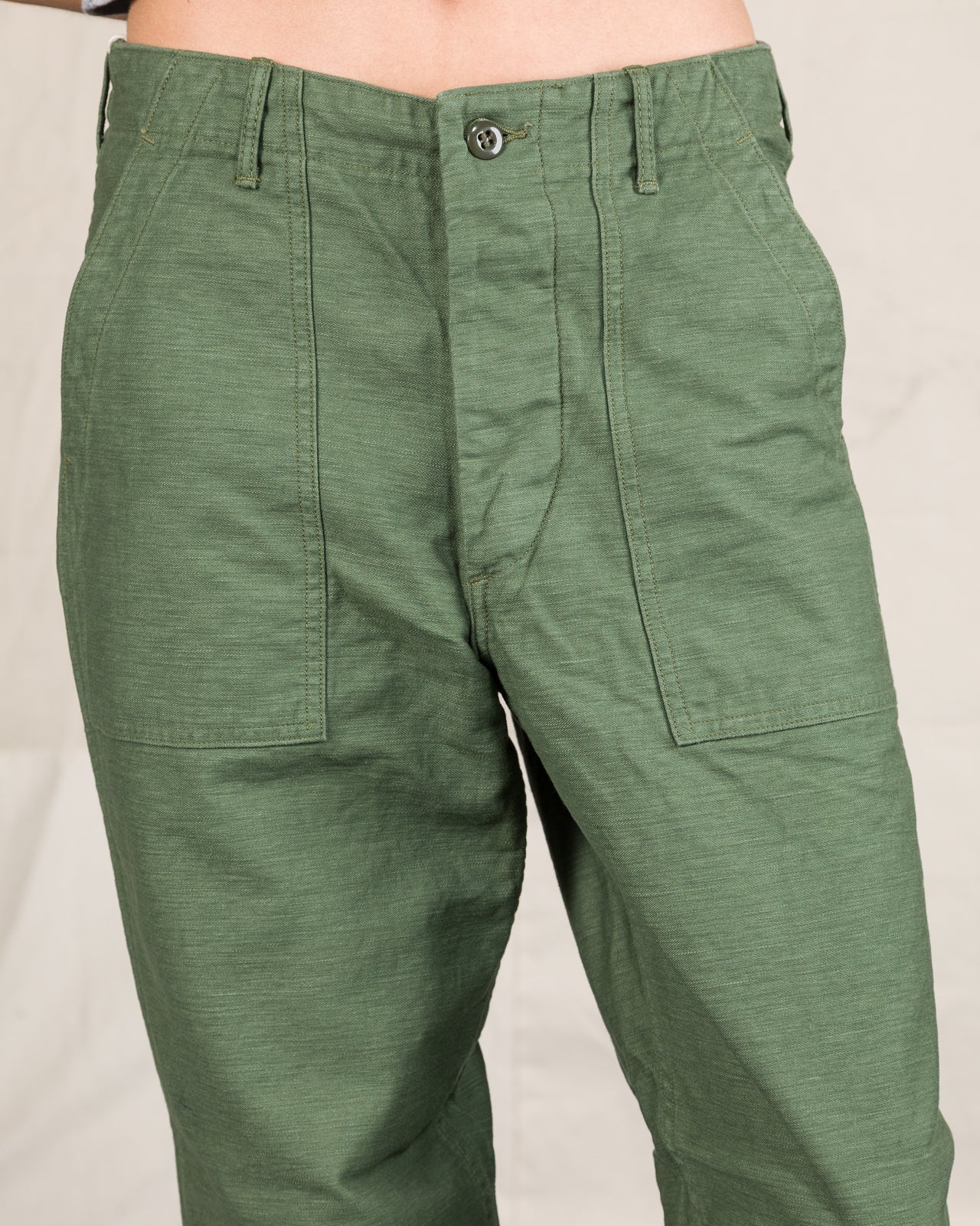 OrSlow Fatigue Pants - Regular Fit - Olive Reverse Sateen - Standard & Strange