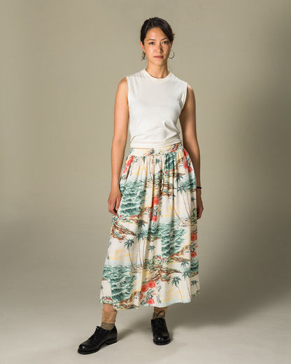 OrSlow Hawaiian Gathered Skirt - Ecru - Standard & Strange