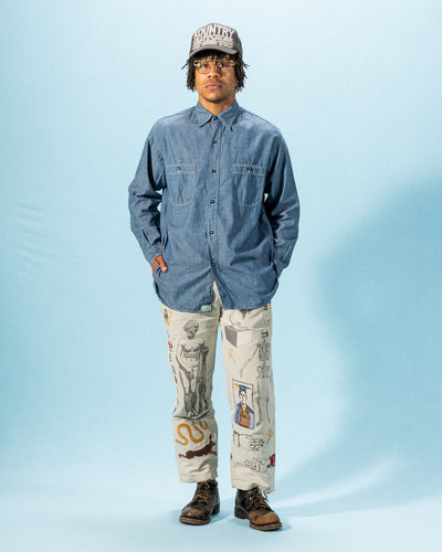 OrSlow Relax Fit Chambray Work Shirt - Blue Chambray - Standard & Strange