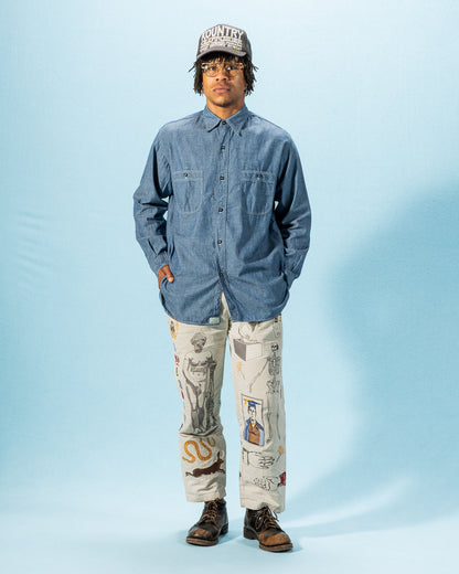 OrSlow Relax Fit Chambray Work Shirt - Blue Chambray - Standard & Strange