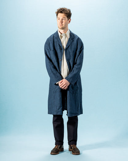 OrSlow Shop Coat (Unisex) - Indigo Check - Standard & Strange
