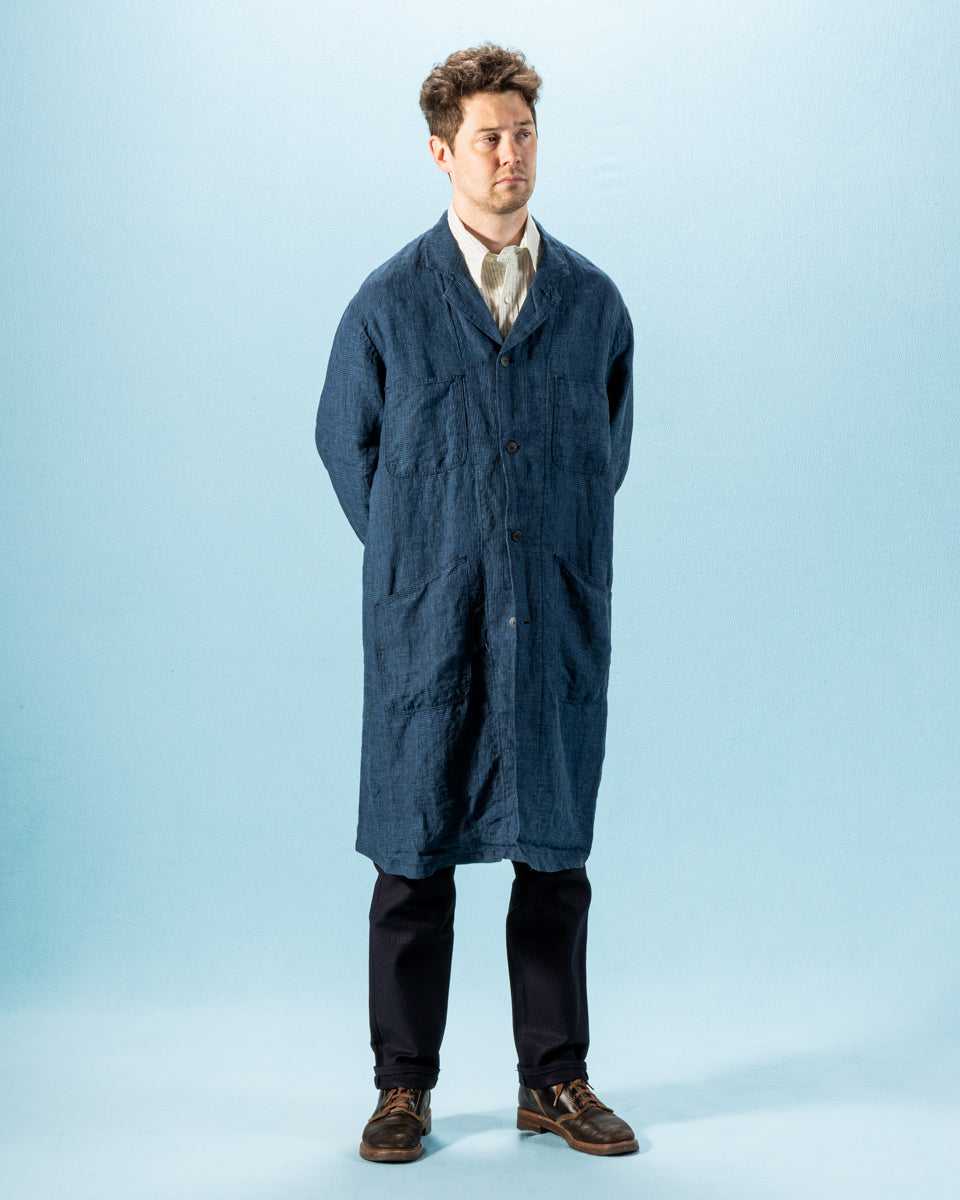 OrSlow Shop Coat (Unisex) - Indigo Check - Standard & Strange