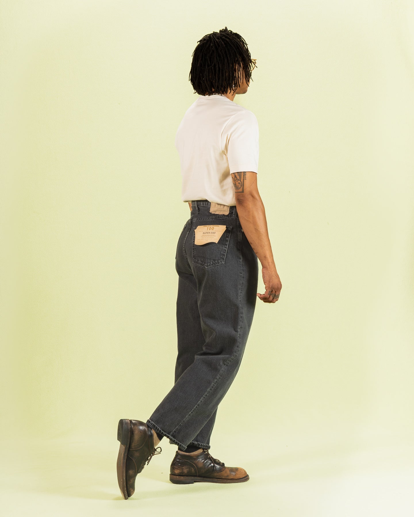Super Dad's Fit Denim Pants (Unisex) - Black Denim Stone