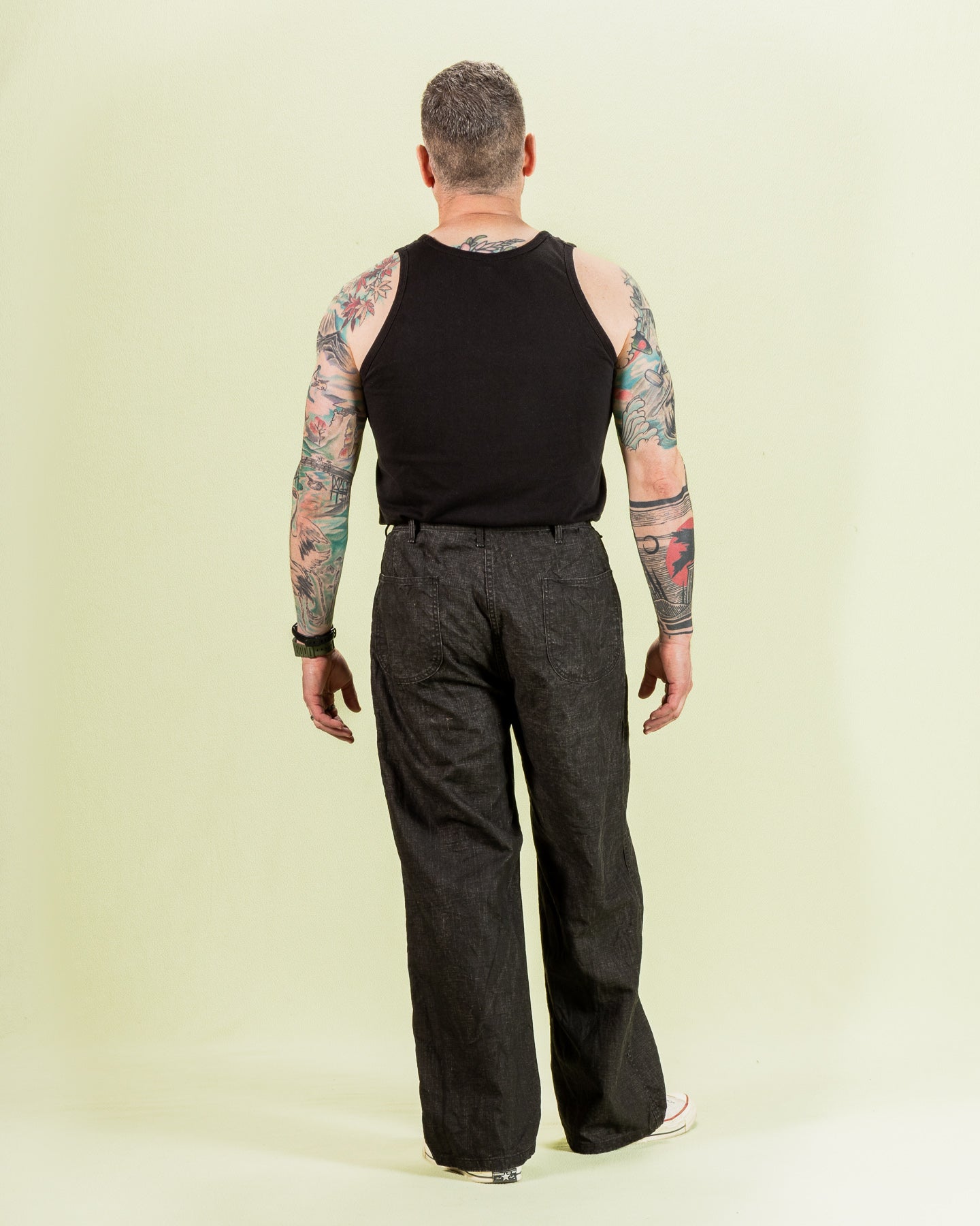 WWII 40's U.S. Navy Utility Trousers - Sumi Coated Linen