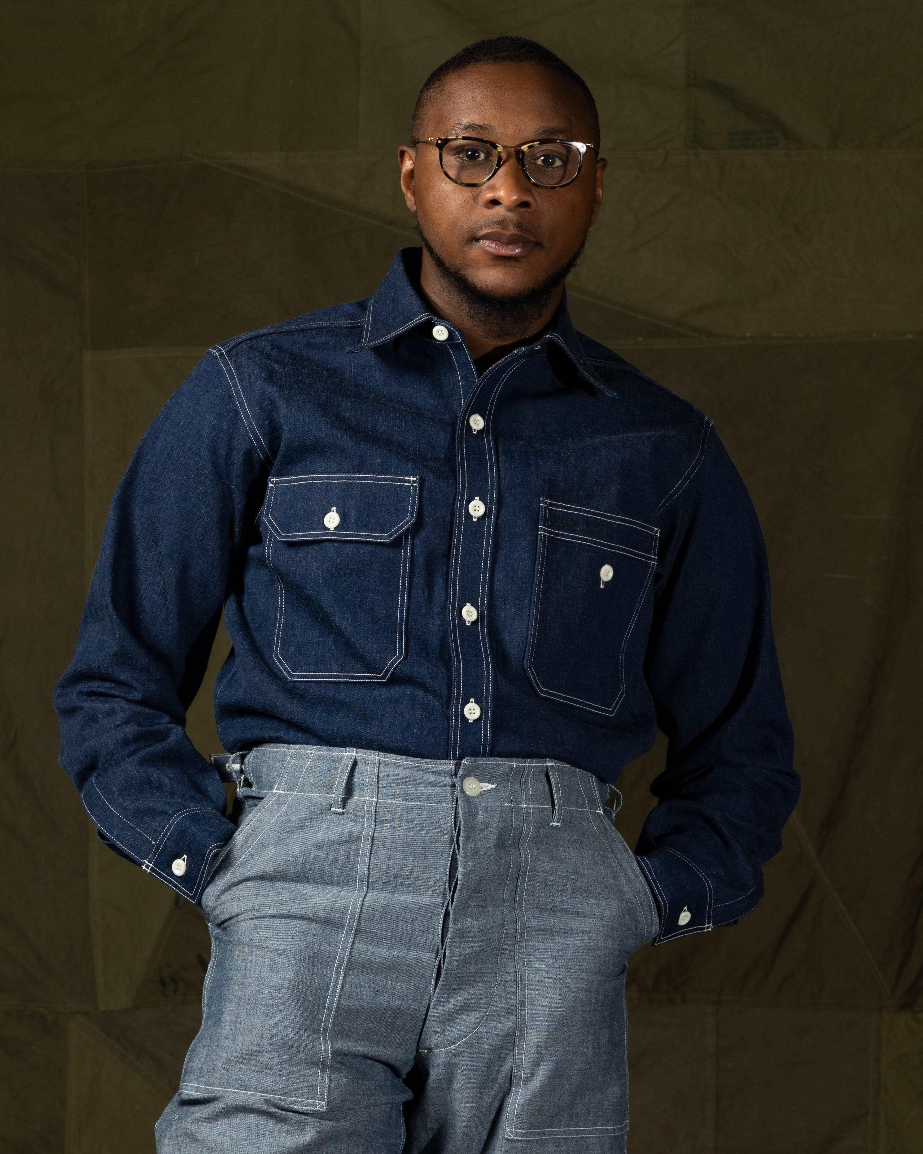 The Real McCoy's 8 Hour Union Denim Serviceman Shirt (Model