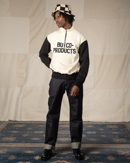 The Real McCoy's Buco Half-Zip Motorcyle Jersey / Buco-Product - Black / White - Standard & Strange